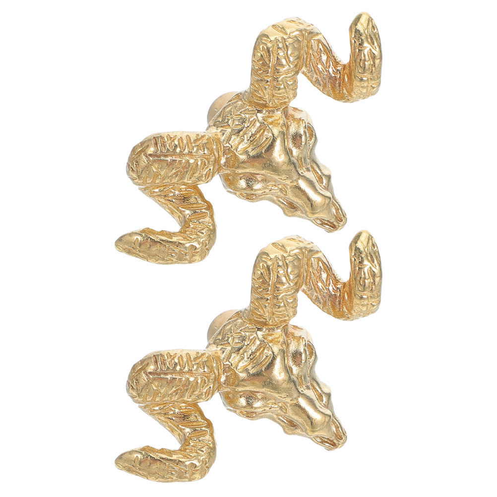 Unique Furniture Hardware - 2Pcs Brass Drawer Knobs Goat Head
