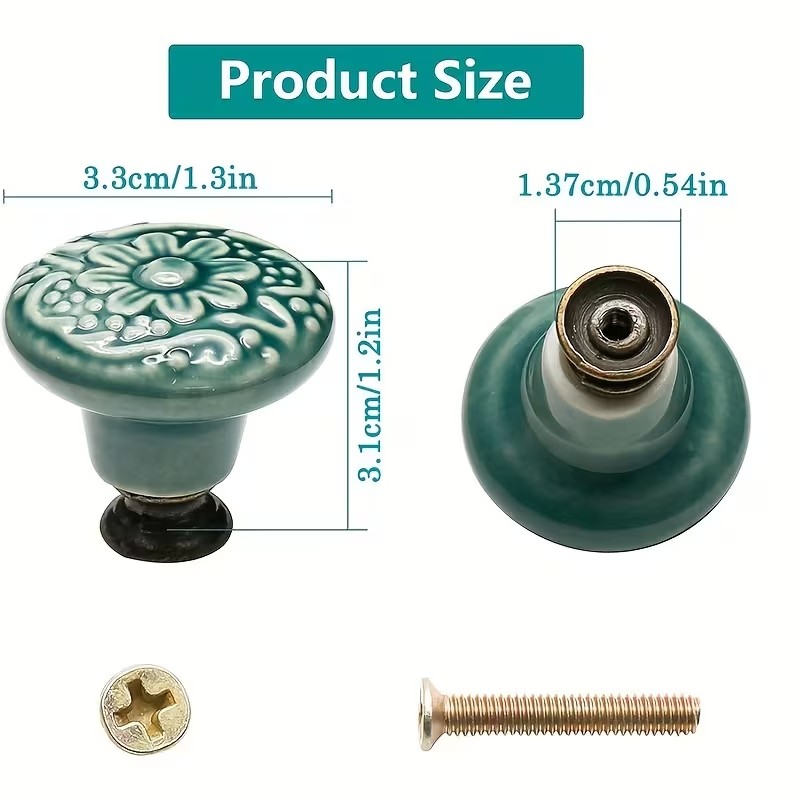 12pcs Ceramic Cabinet Knobs, F - Furniture Hardware Pulls ulasan dan harga