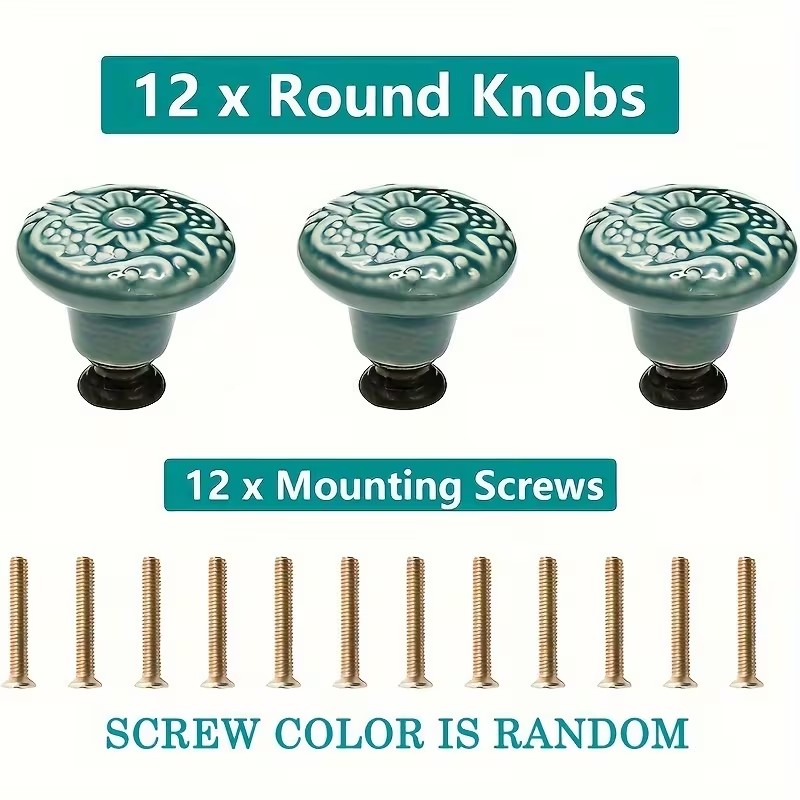 12pcs Ceramic Cabinet Knobs, F - Furniture Hardware Pulls ulasan dan harga