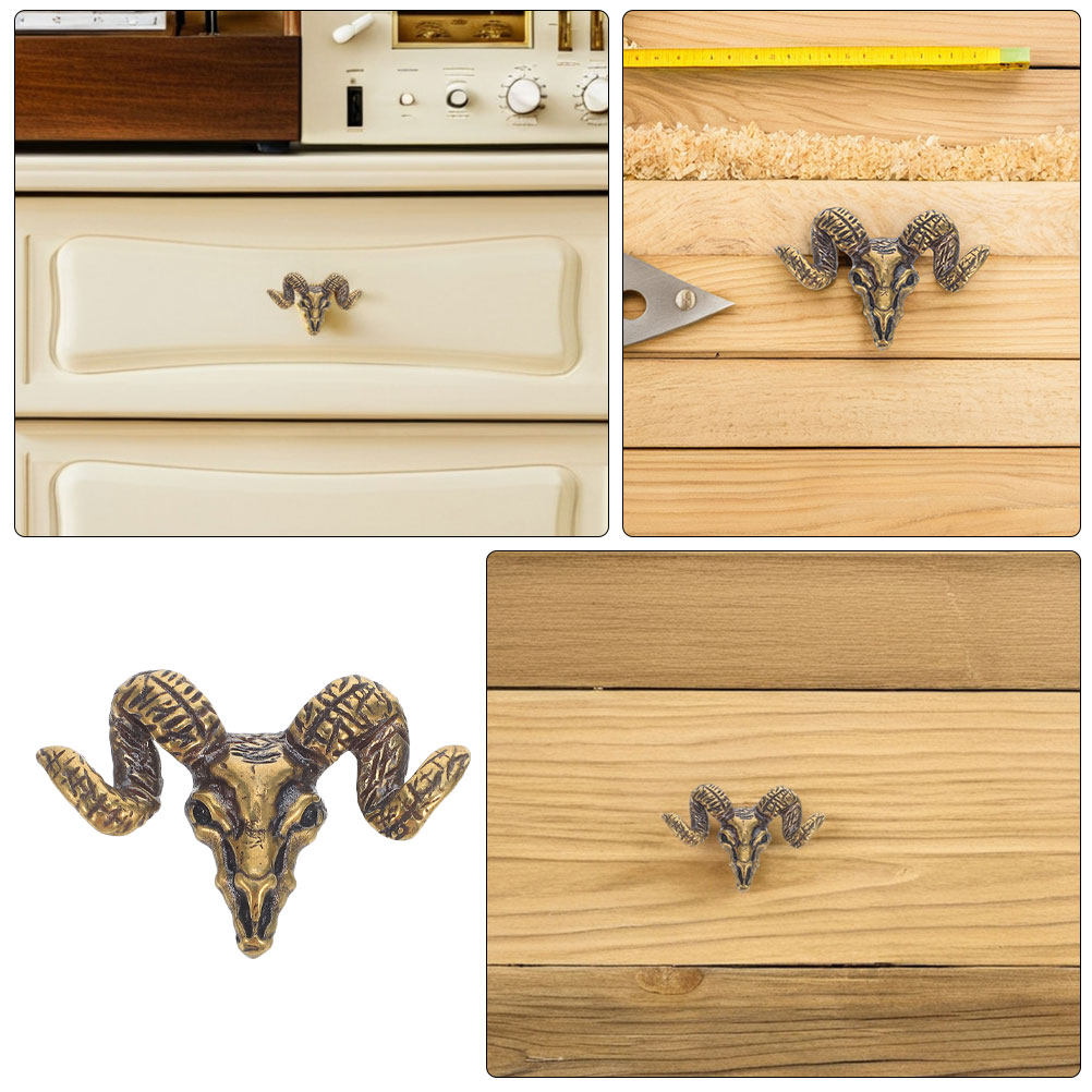 2Pcs Brass Drawer Knobs Goat H - Unique Furniture Hardware ulasan dan harga